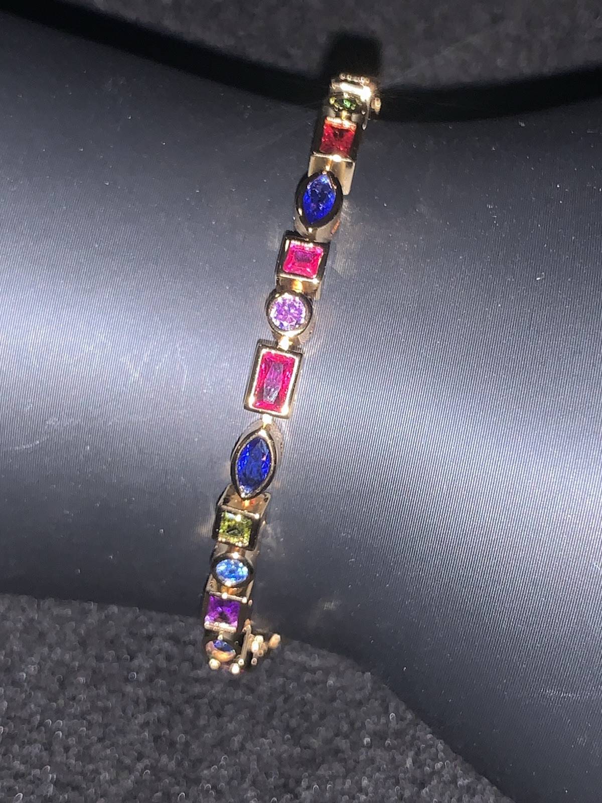 18K Gold Filled Geometric Bracelets 7.5″ Multicolor linked Dainty Cubic Zirconia