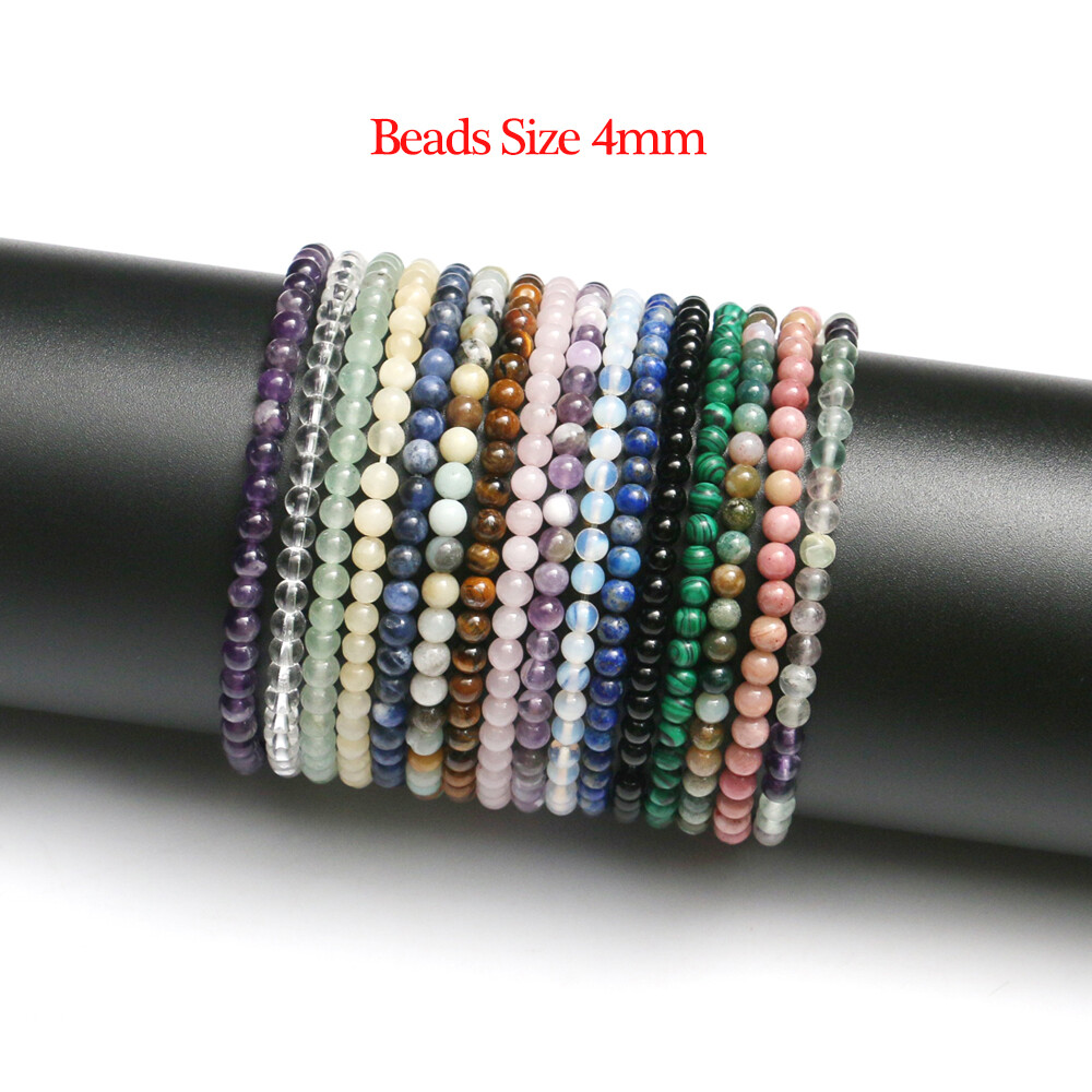 4~8mm Genuine Mixed Natural Gemstone Round Beads Stretchy Bracelet Healing Reiki