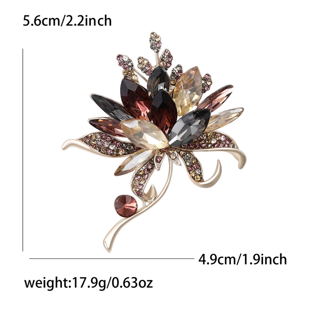 Luxury Blue Flower Bouquet Brooch Rhinestone Crystal Silver Floral Pin Jewelry G
