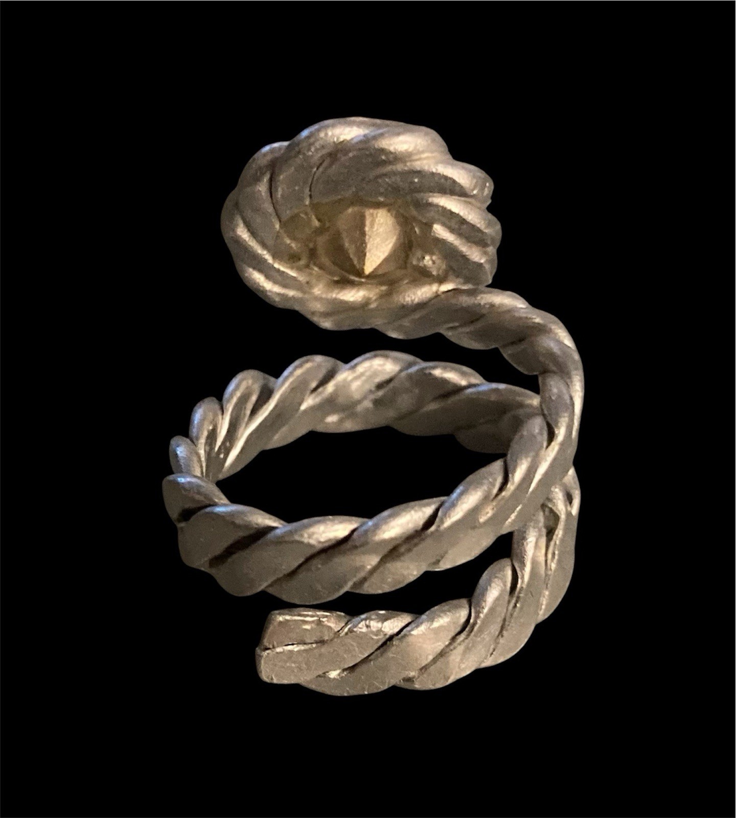 Jeff Lieb Swarovski Crystal Cocktail Ring Adjustable Aluminum Silver Band