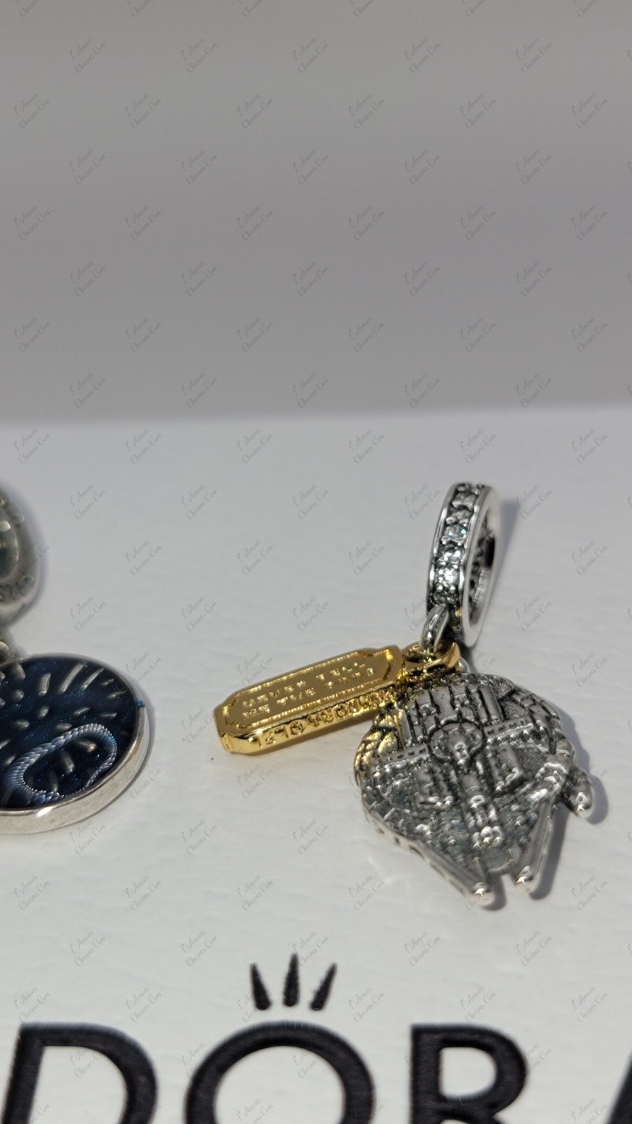 Authentic Pandora Star Wars Charms Set Millen Falcon & Lightsaber Duel w/Box D51