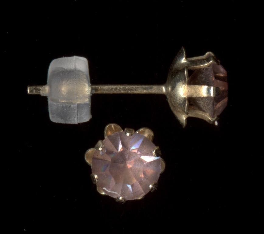 14K Fine Solid Yellow Gold 4.5mm Round Pink Crystal CZ Solitaire Earrings *bt