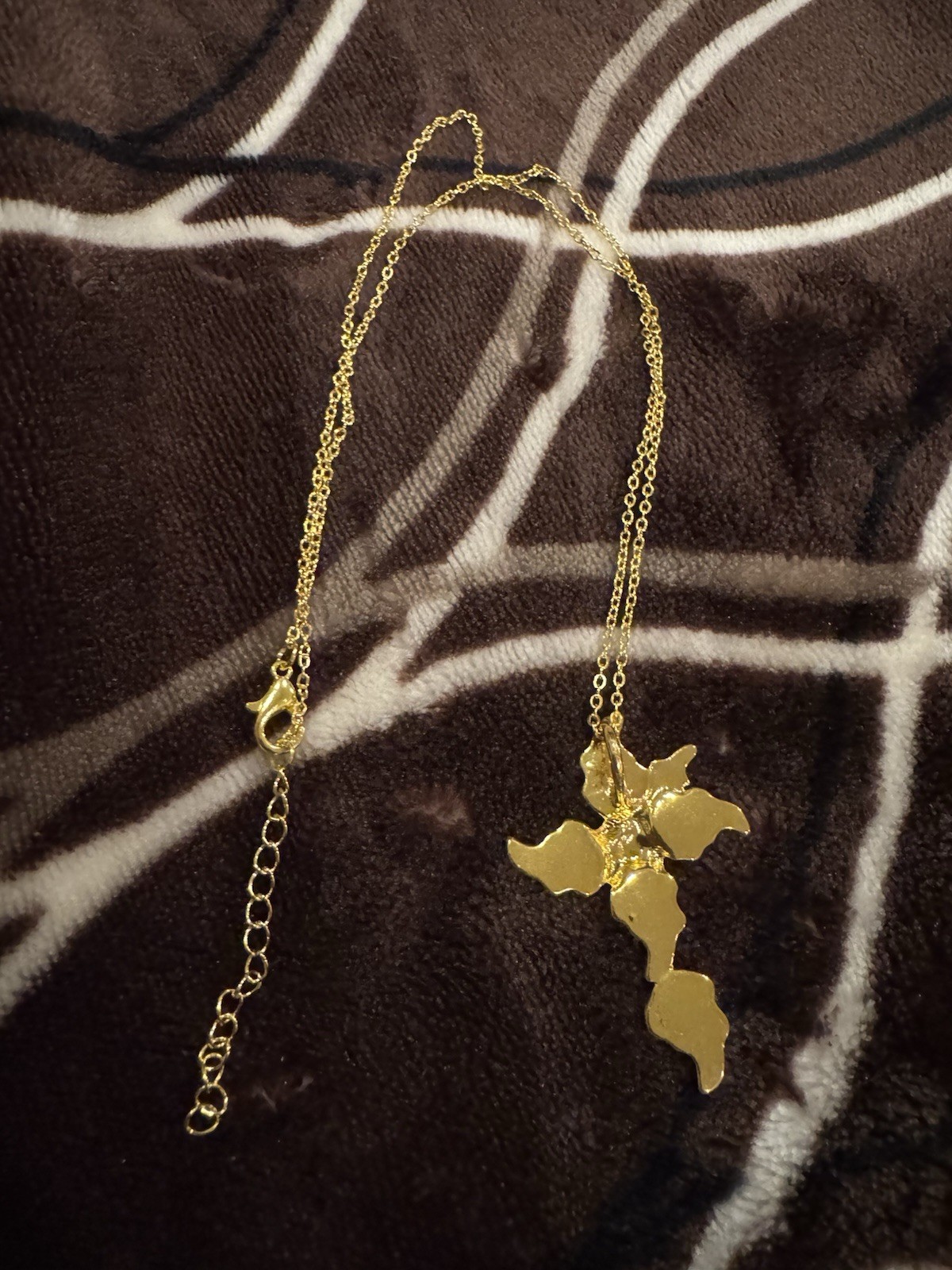 Gold-Plated Pink Enamel FloralCross Pendant Necklace