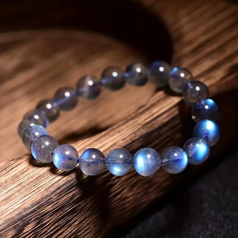 Handmade Natural Moonstone Elastic Stretch Bracelet – 7mm Round Gemstone Bead