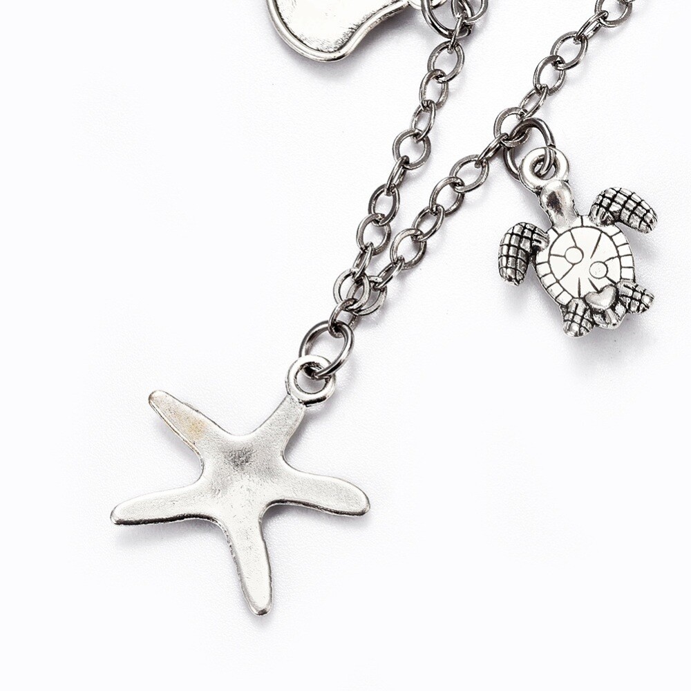 Brass Charm Anklet Bracelet Alloy Charms Stainless Steel Findings Ocean 9.2″ Z2
