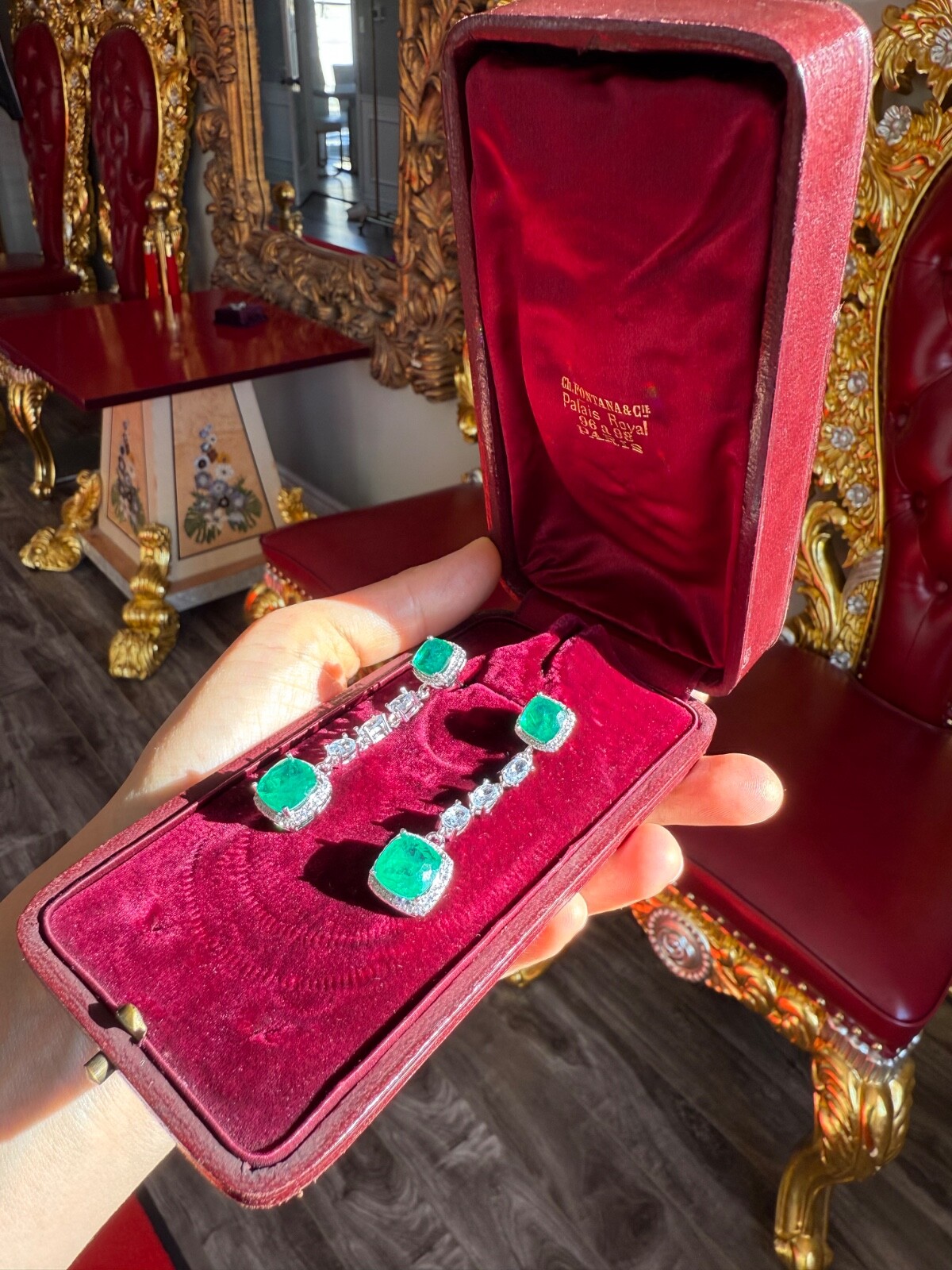 Star Of Hollywood, Emerald Dangle Drop Earrings