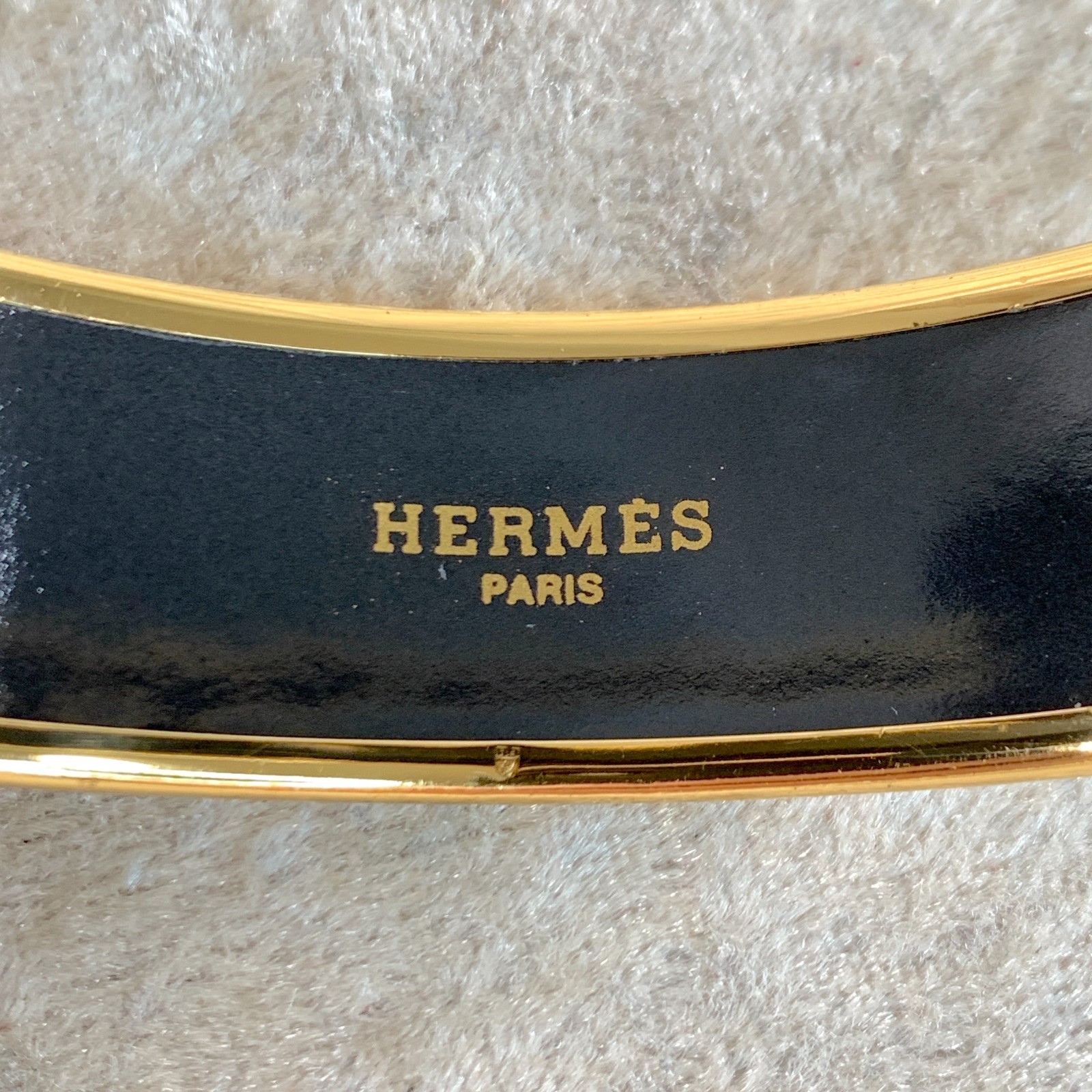 Vintage Hermes Bangle Bracelet Red Green Blue Enamel Mermaid Ladies Gold Rim 65