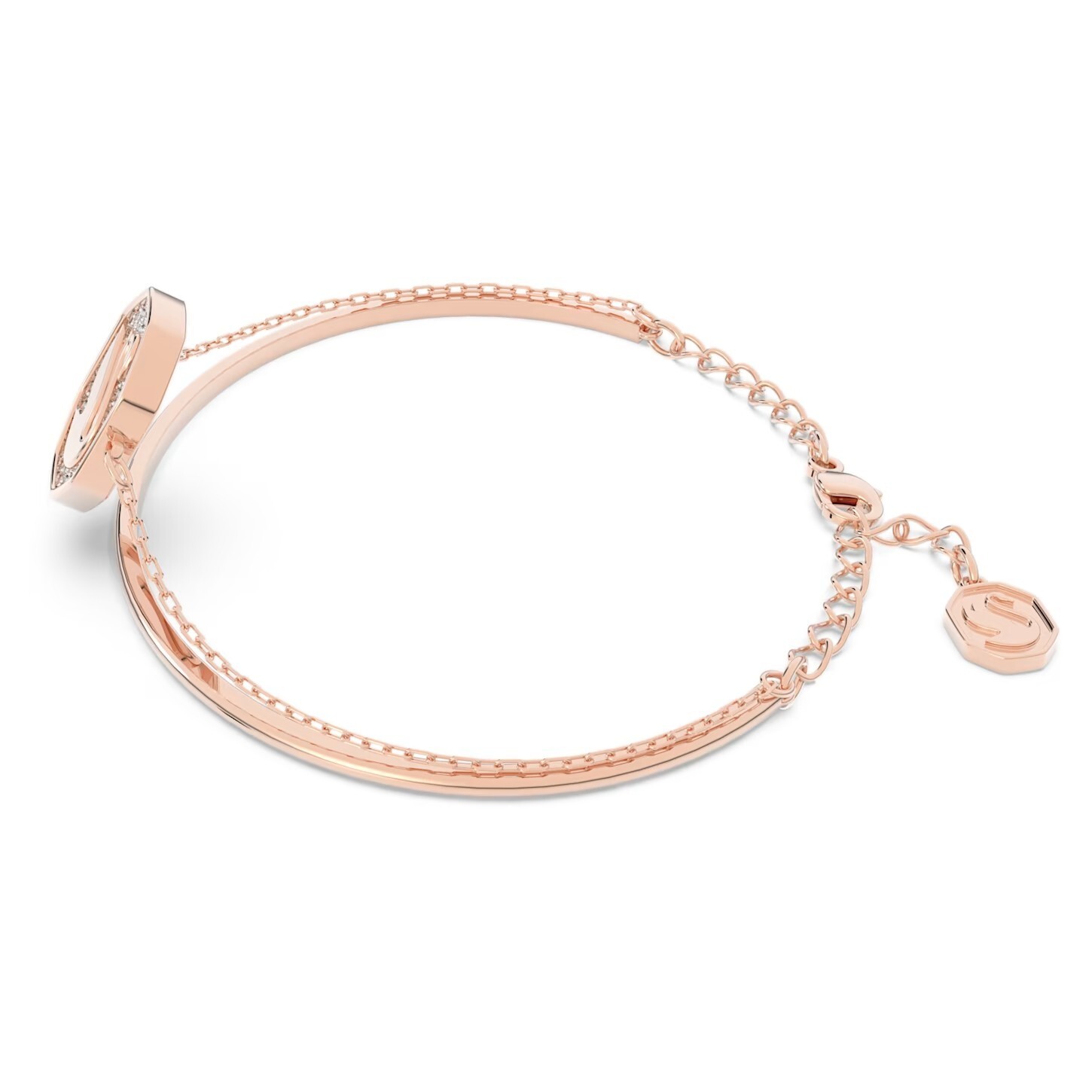 Swarovski Crystal Swan Bangle, White, Rose Gold Tone Plated 5628568