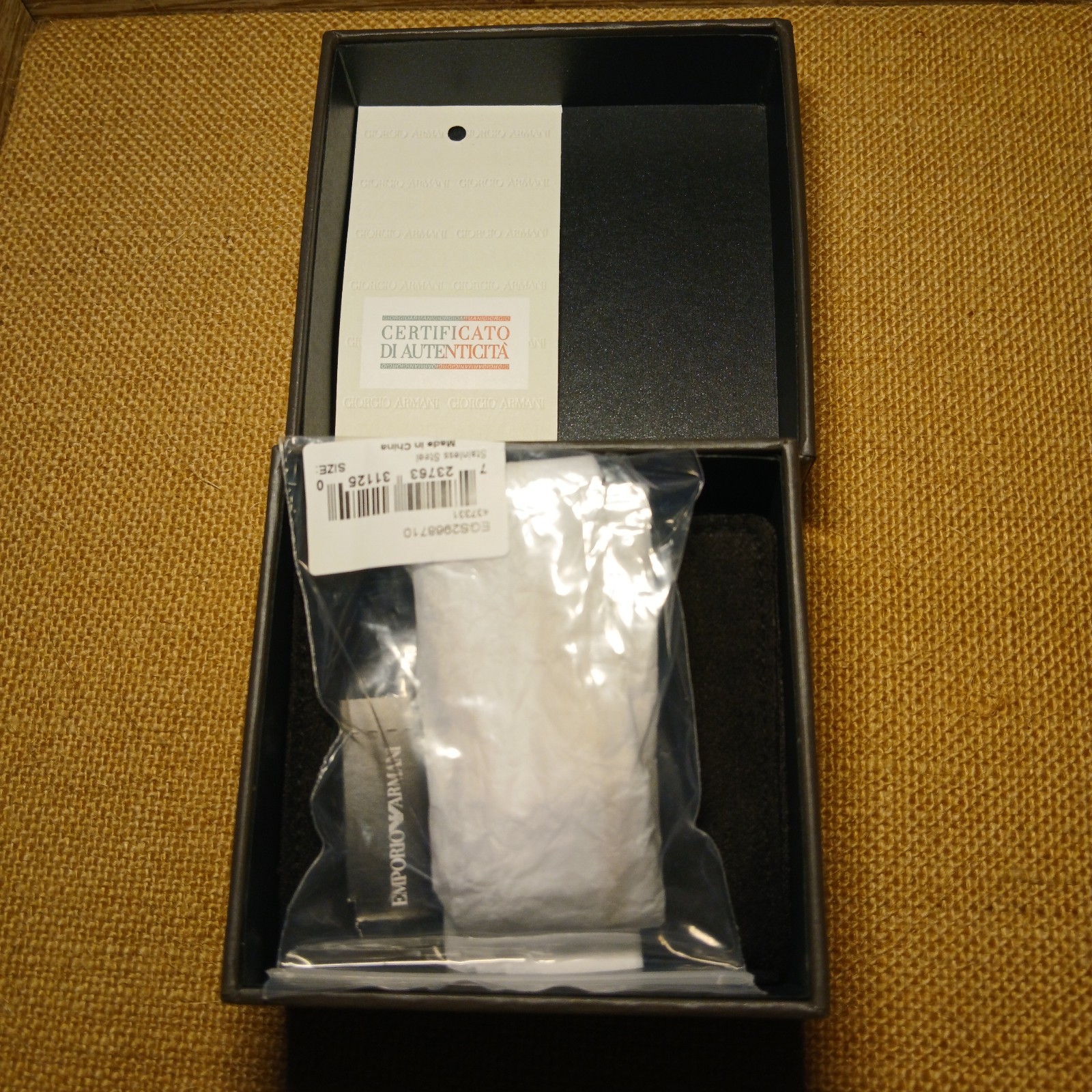 NWT 140$ Emporio Armani Gold Tone Steel LOVE Necklace New In Box
