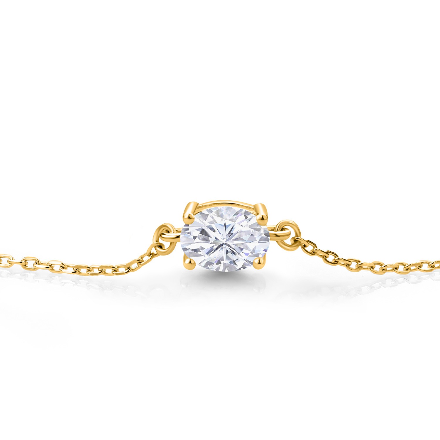 18K Yellow Gold Plated Silver IJK Moissanite Solitaire Bracelet (0.90 Ct)