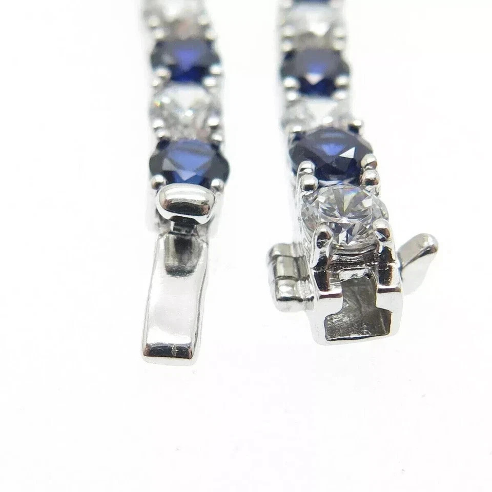 10ct Round Cut Simulated Sapphire Women Tennis Bracelet 14k White Gold Plated