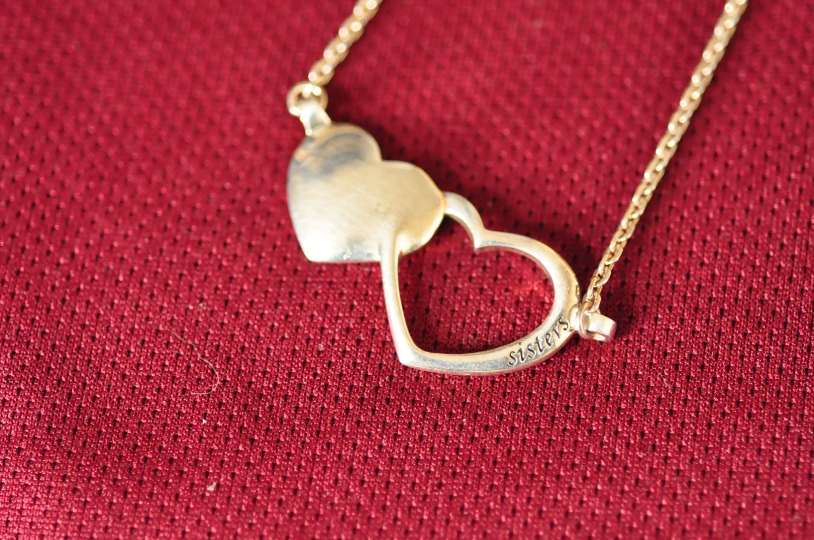 Sisters Sterling Double Heart Necklace 17 in 8g 925 Lobster Clasp Vintage