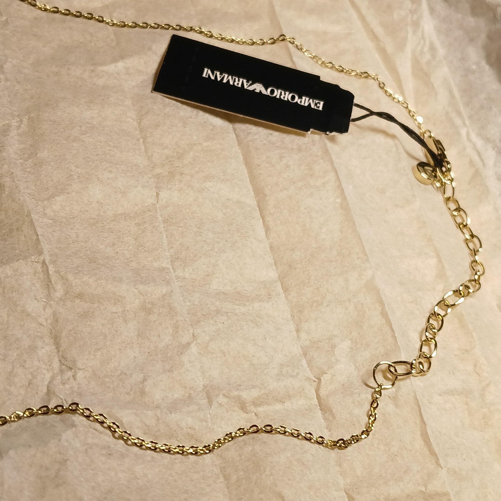 NWT 140$ Emporio Armani Gold Tone Steel LOVE Necklace New In Box