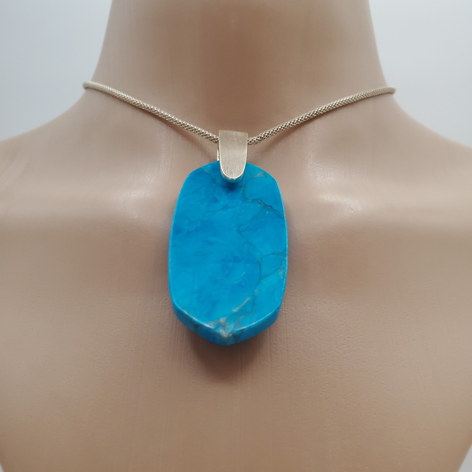 Kendra Scott Necklace 30in Gold Plate Aqua Howlite Inez Pendant Back Chip READ