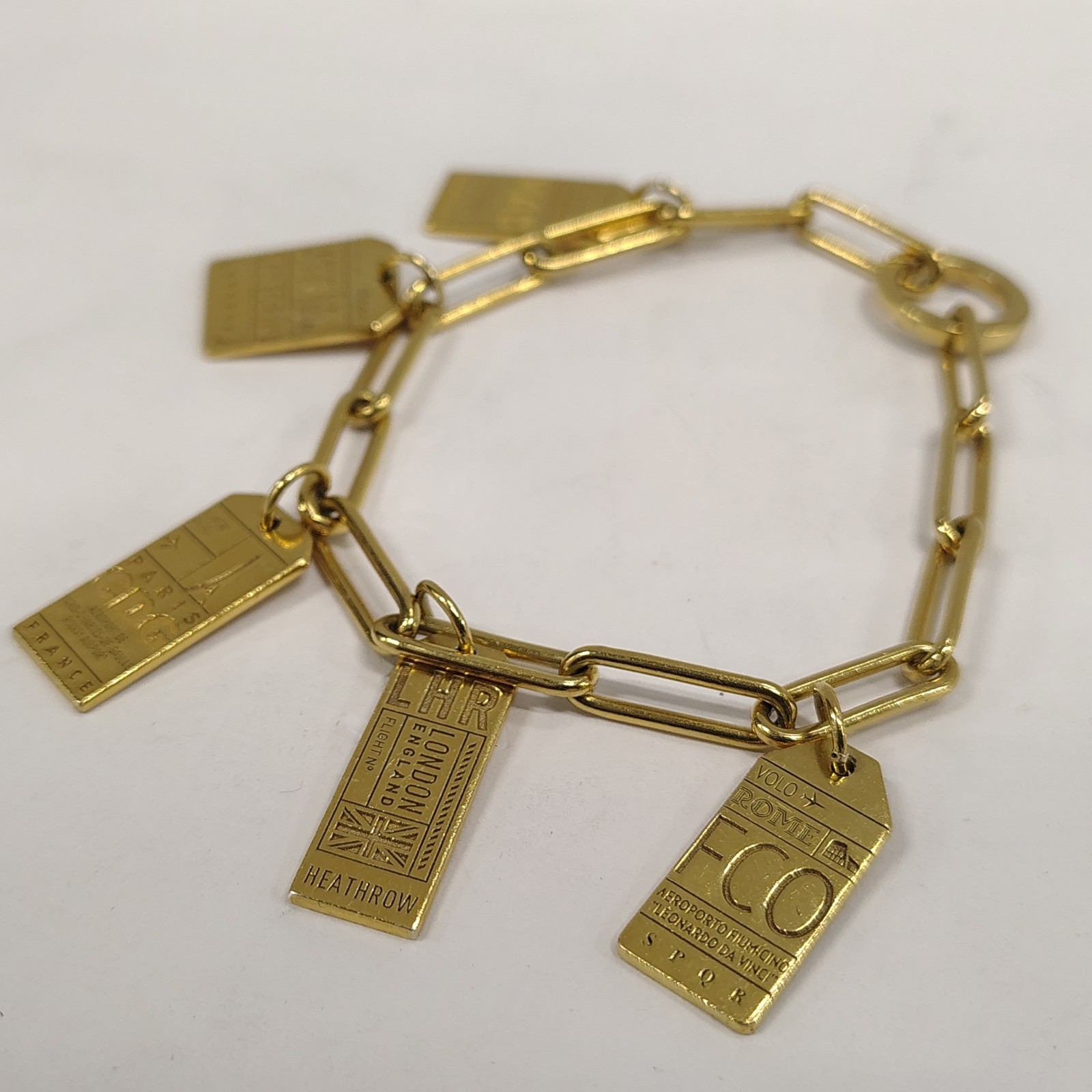 Jet Set Candy JSC 925 Gold Vermeil The Daily 360 Luggage Tag Charm Bracelet 25g