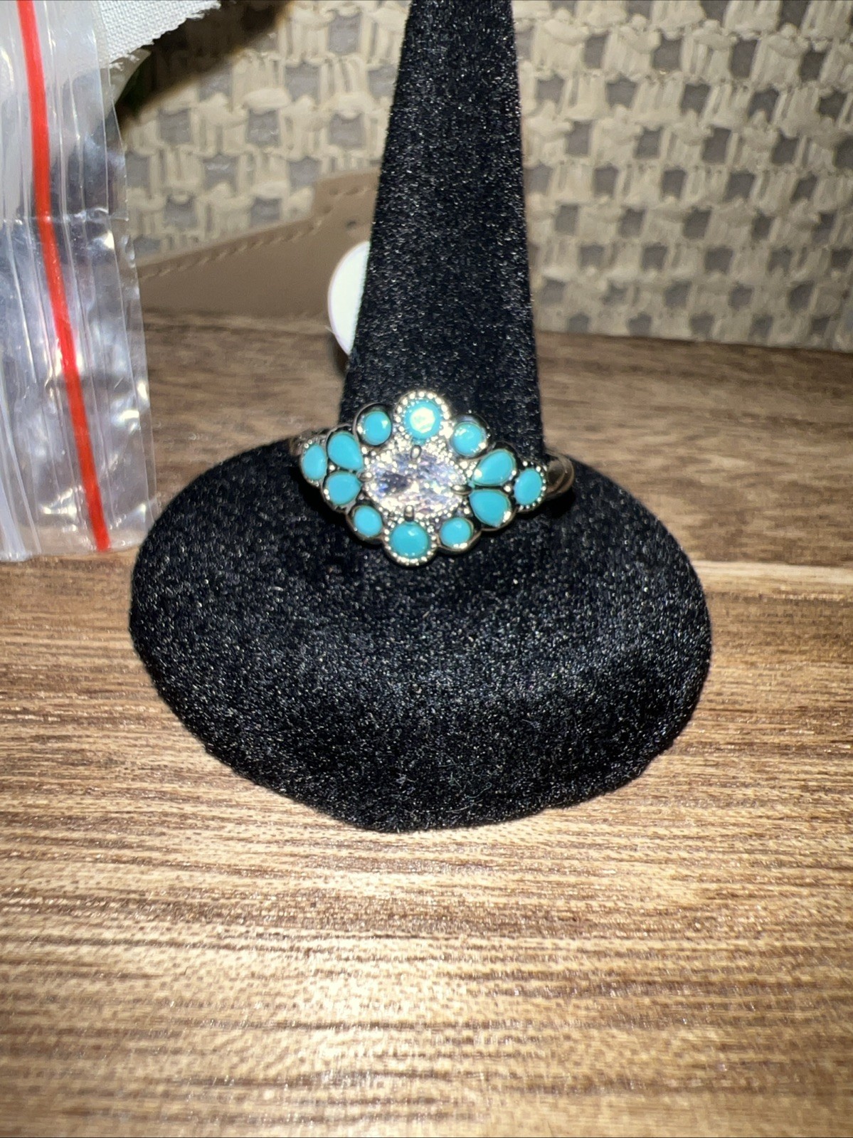 Bomb Party Wild And Free. Size 9 Ring. Turquoise Magnesite. Rhodium Plating.