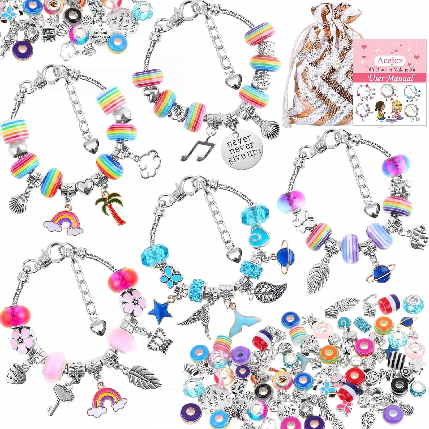 85 Pcs Charm Bracelet Making Kit, DIY Charm Bracelets Beads for Adults and Begin
