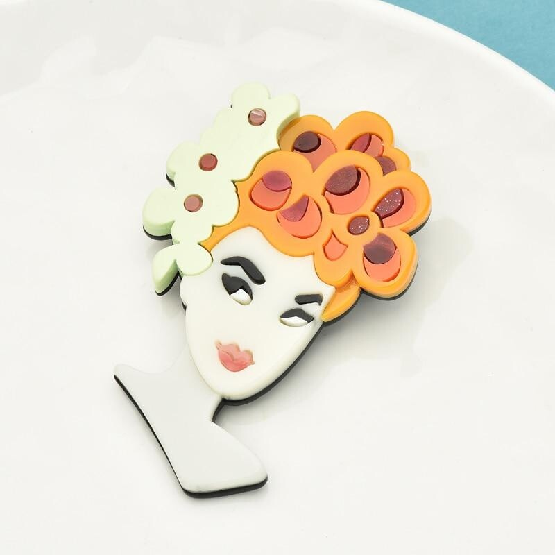 Lady Brooch For Women Modern Girl Figure Party Office Pins Fashion Jewelry Gifts