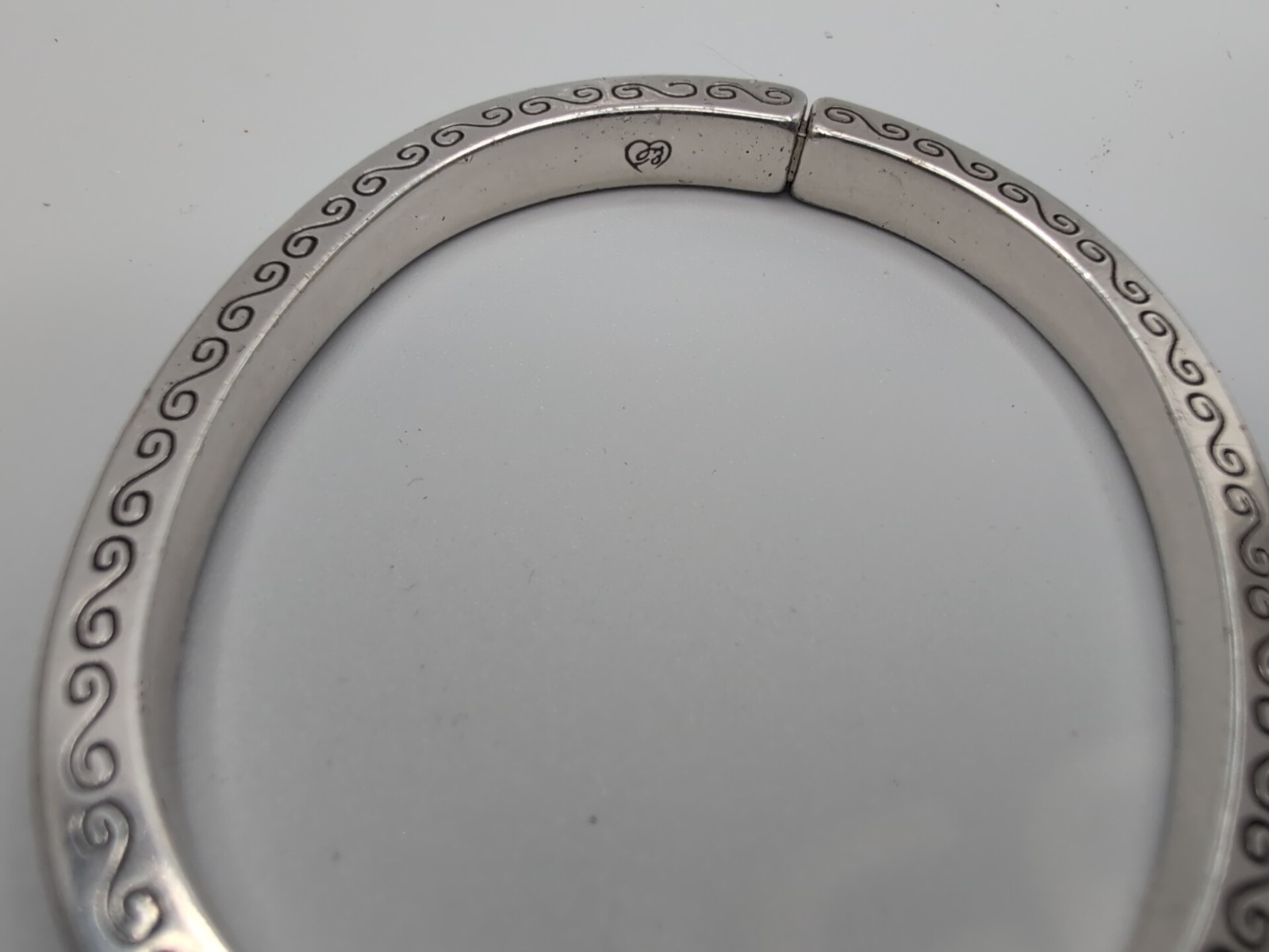 Brighton Secret of Love Silver Tone Hinged Bracelet Crystal Magnetic Closure