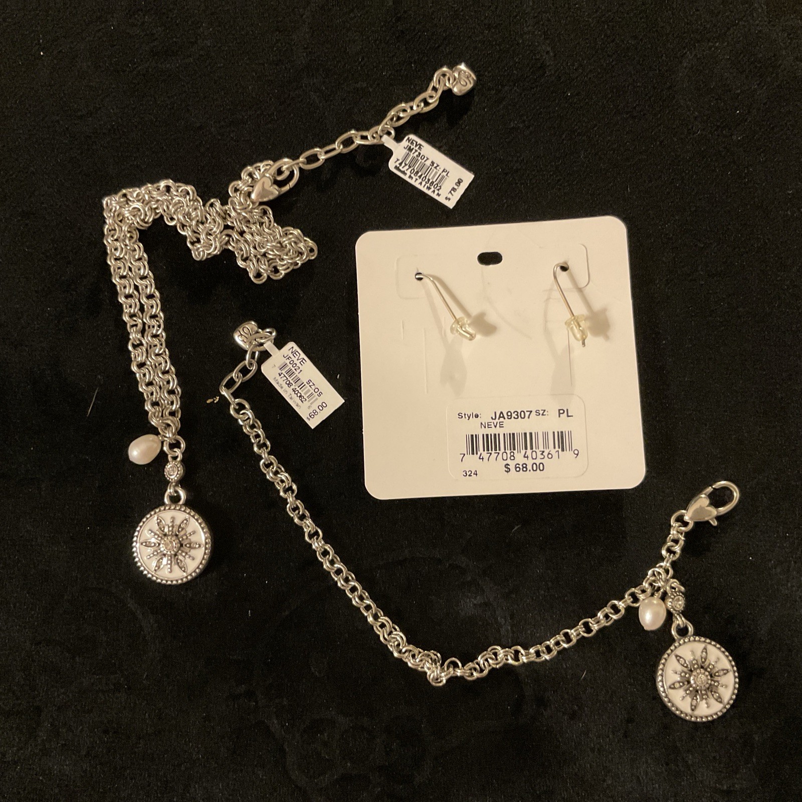 STRIKING NWT BRIGHTON NEVE SNOWFLAKE NECKLACE BRACELET EARRINGS SET RP:$214
