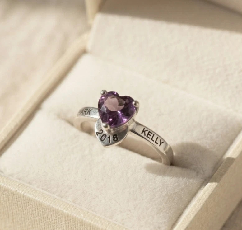 Personalized Heart Birthstone High School & Collage Ring 2026 University Class
