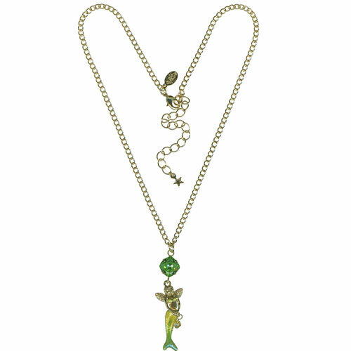 Kirks Folly Fairytale Winged Mermaid Necklace GT Hand Enameled & Follydusted