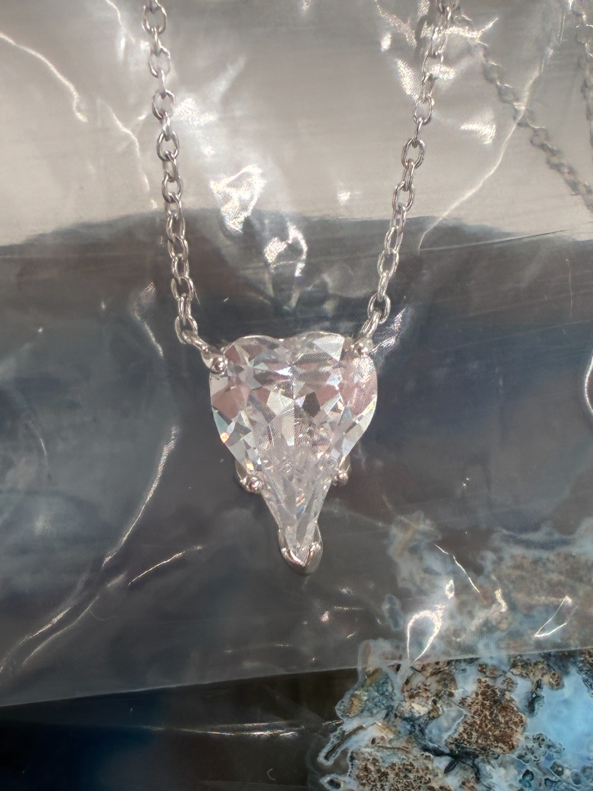 Diamonique Jennifer Miller Heart Charm Pendant Necklace Sterling 925 Rare Model