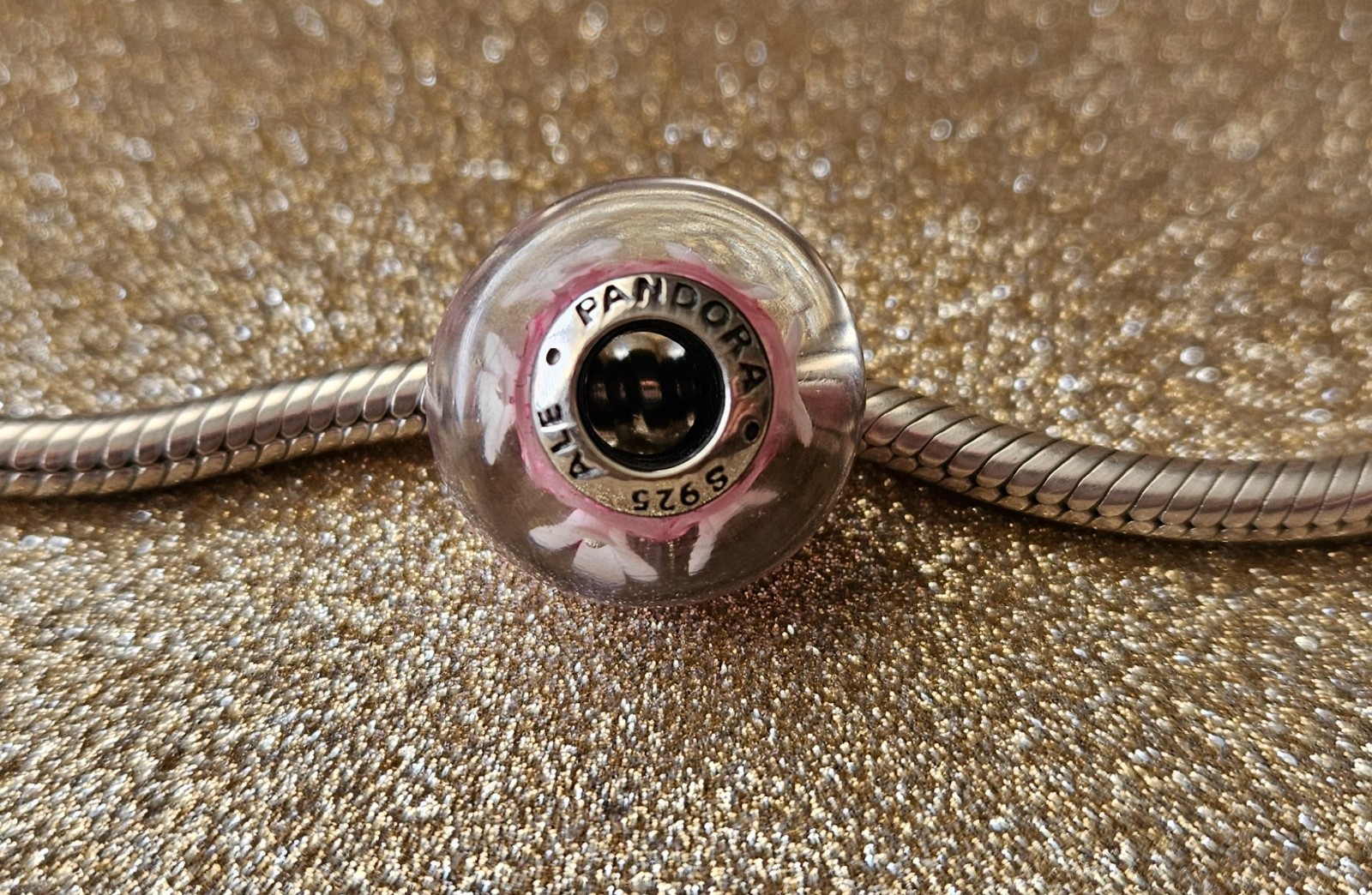 Authentic Pandora Pink Field Of Flowers Murano Charm