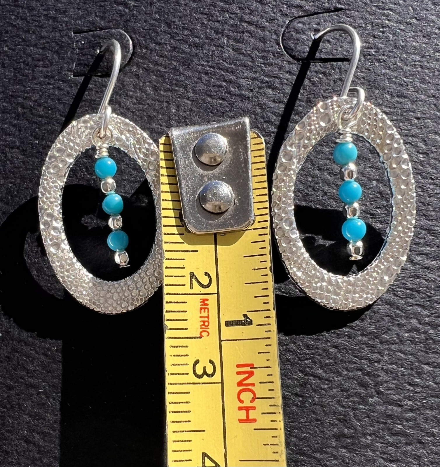 Pure Silver 99.9 and Sleeping Beauty Turquoise Arizona Earrings NEW