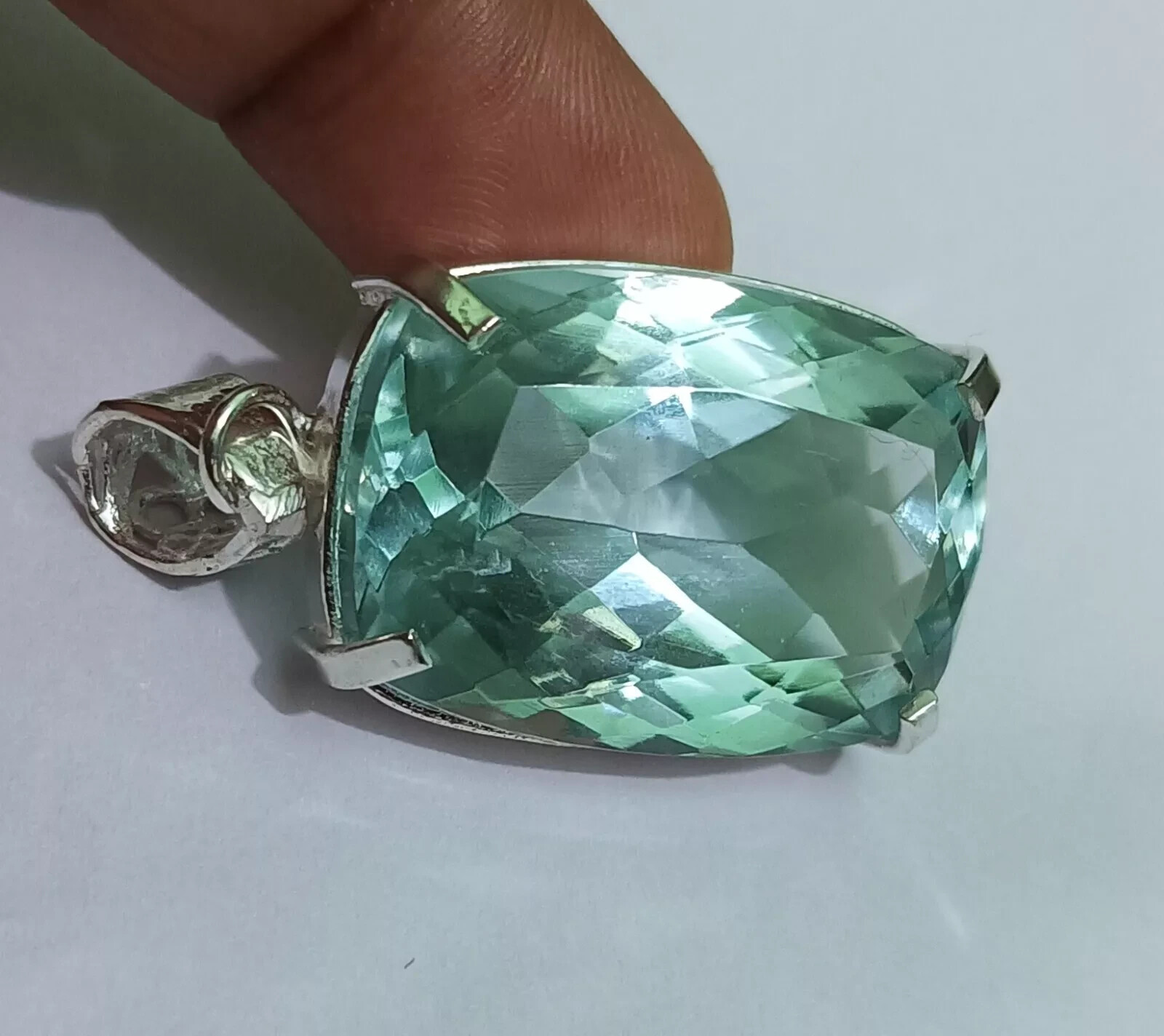 Natural 74.30 Ct Brazilian Cushion Water Blue Topaz Pendant 925 Silver Gemstone