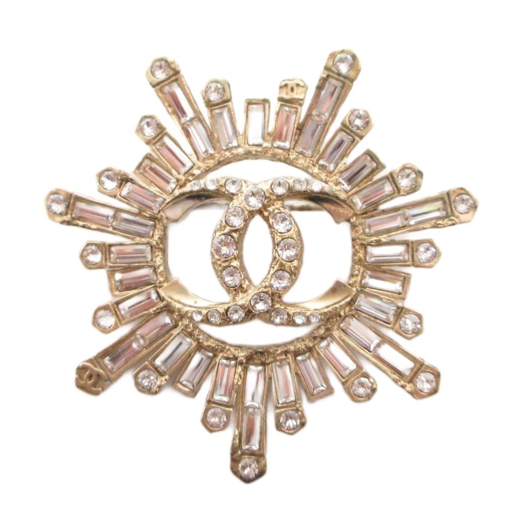 CHANEL brooch pin here mark bijou A17K silver color gold color /FF