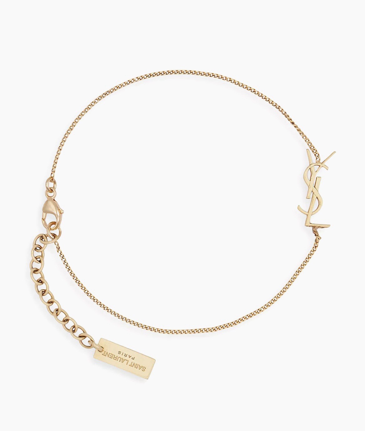 YSL Saint Laurent Opyum Charm Bracelet Brass Metal Gold $395 in Saks Size M NWT