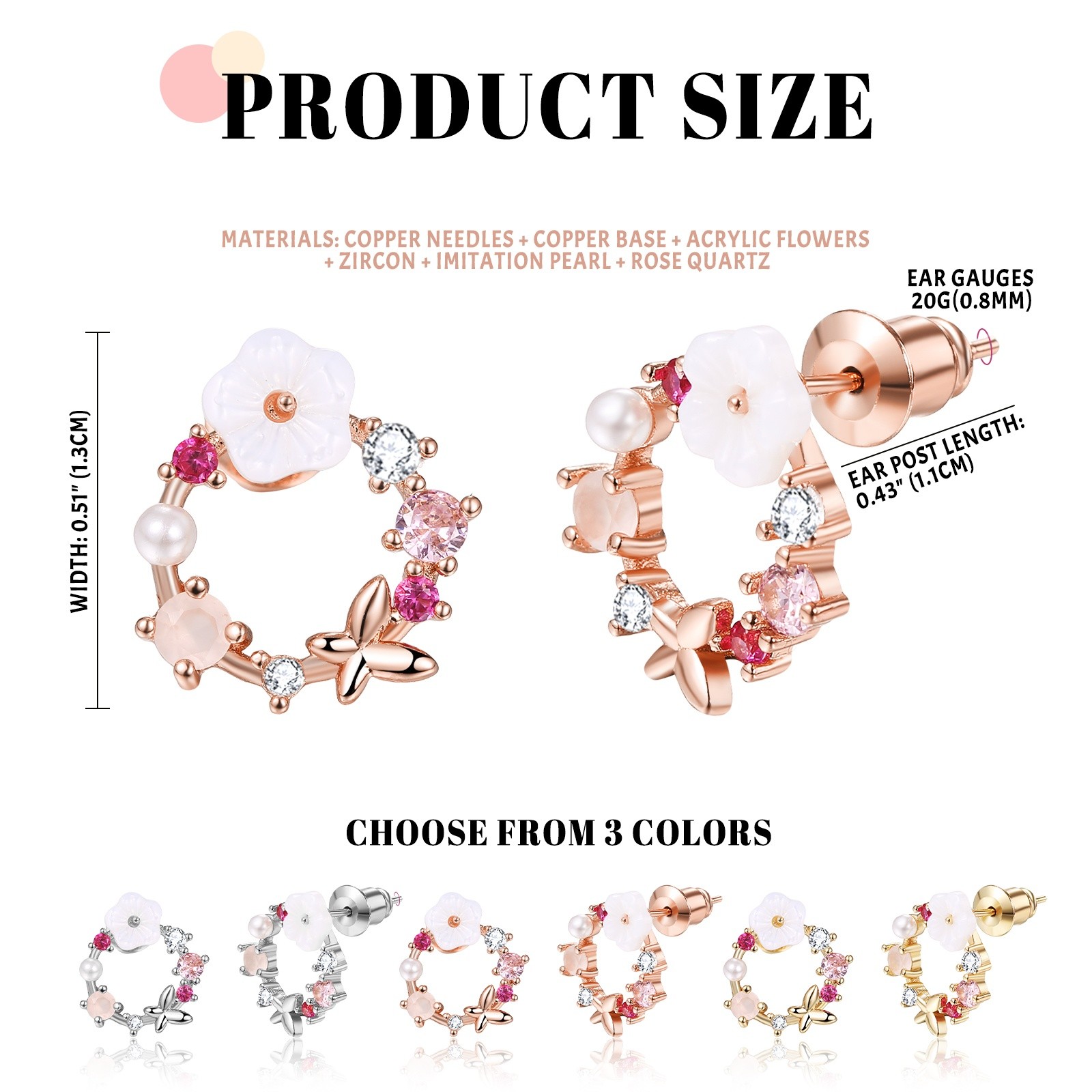 Women Sakura Butterfly Earrings RhinestoneDangle Drop Birthday Anniversary Gift