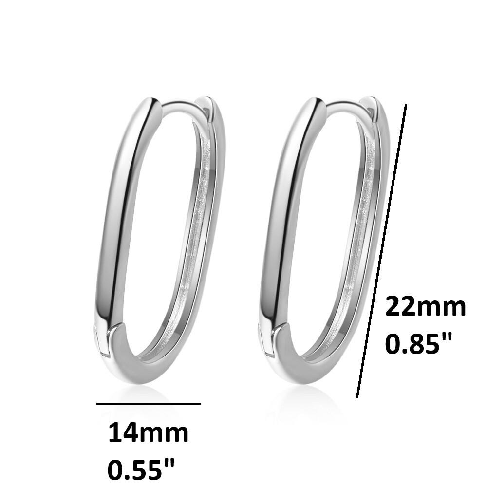 Women 925 Sterling Silver Gold Plated U-Shape Plain Huggie Hoop Earrings 22mm A9