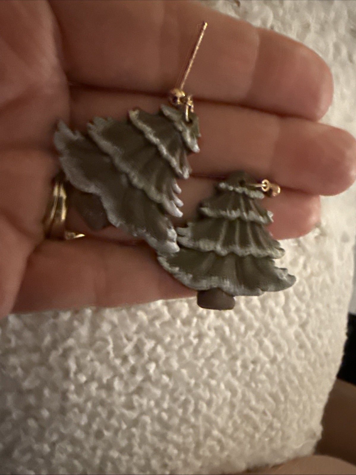 Christmas Tree Green Earrings Holiday Rustic