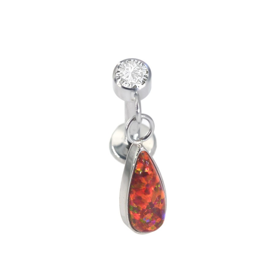 G23 Titanium Internally Threaded Opal Ear Stud Cartilage Helix Tragus Piercing