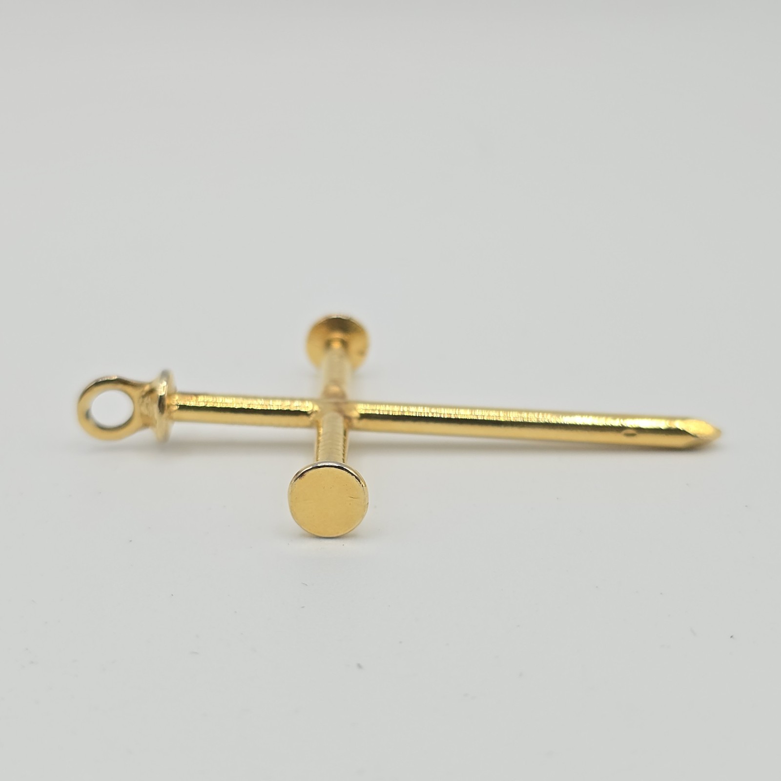 Three Nail Cross Gold Tone Pendant Christian Religious Jewelry 2.25″