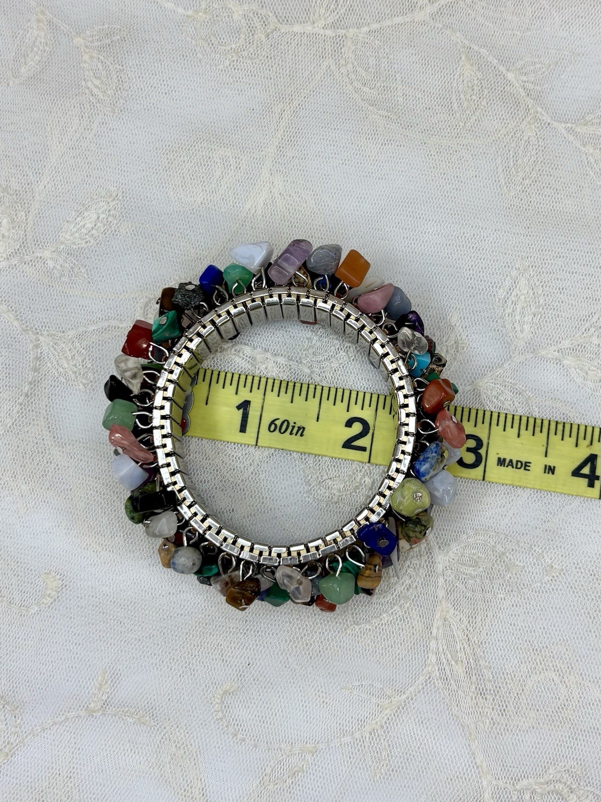 Handmade Multi Gemstone Stainless Steel Watchband Stretch Cluster Bracelet 126pc