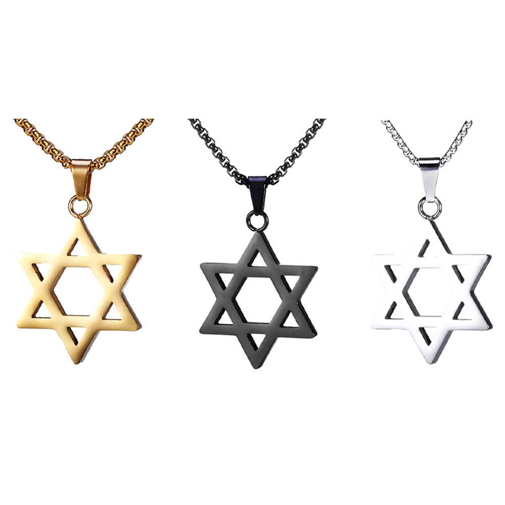 Gold Star of Necklace Jewish Hexagram Pendant Stainless Steel Unisex USA