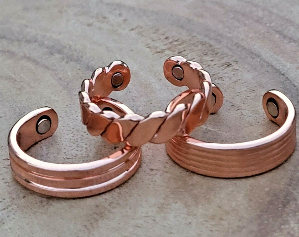 Solid Pure Copper Magnetic Ring Men Women Arthritis Adjustable Ring