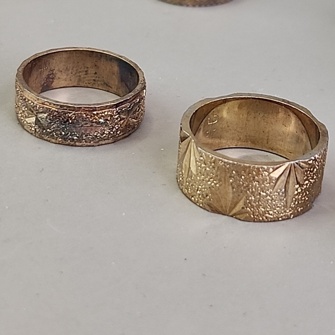 Band Ring Lot of 29 18K Heavy Gold Electroplate Various Sizes 4 to 8 HAVE WEAR