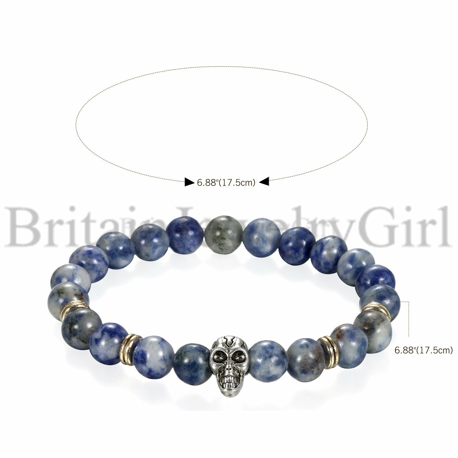 1-3pcs Skull Dragon Crown Tiger Eye Stone Beaded Elastic Bracelet for Men Women