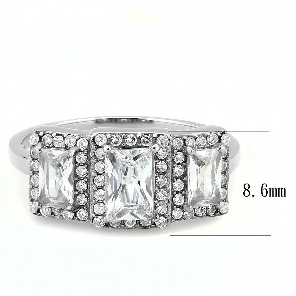 DA322 – No Plating Stainless Steel Ring with AAA Grade CZ in Clear