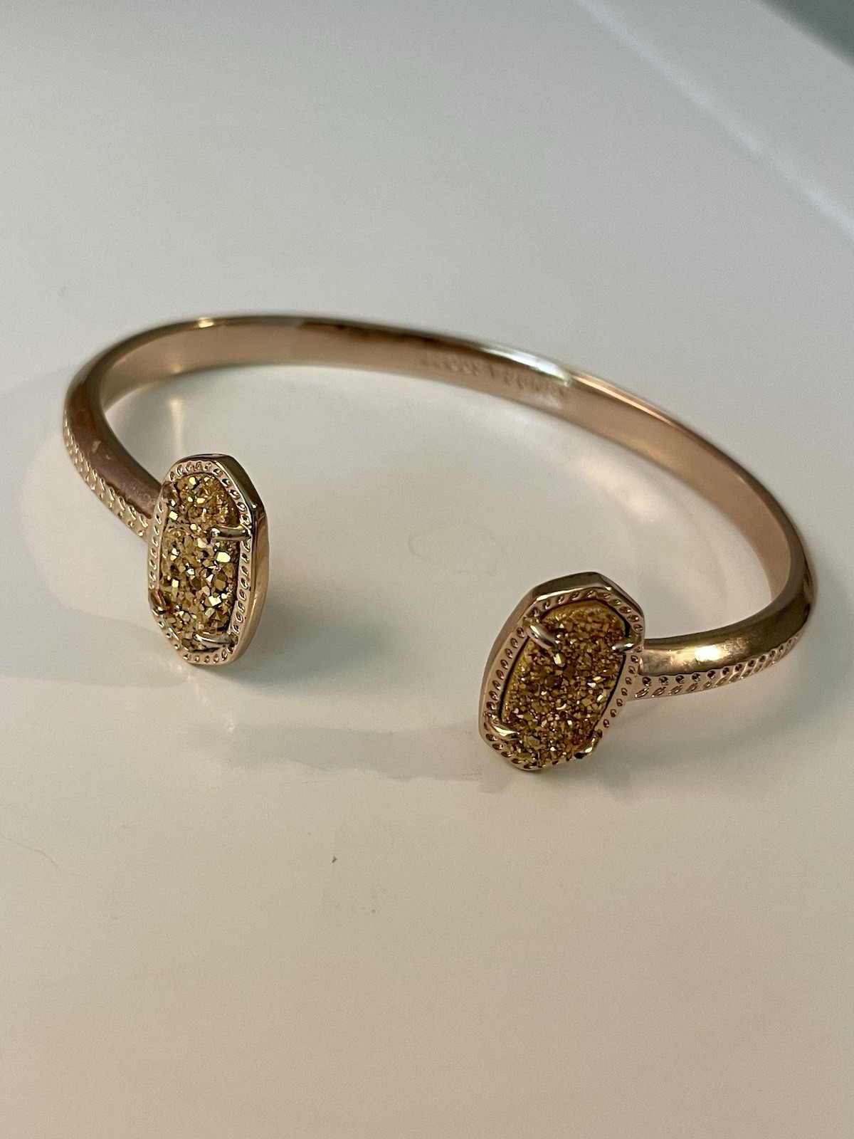 Kendra Scott Elton Cuff Bracelet Drusy Rose Gold Never Worn No Box