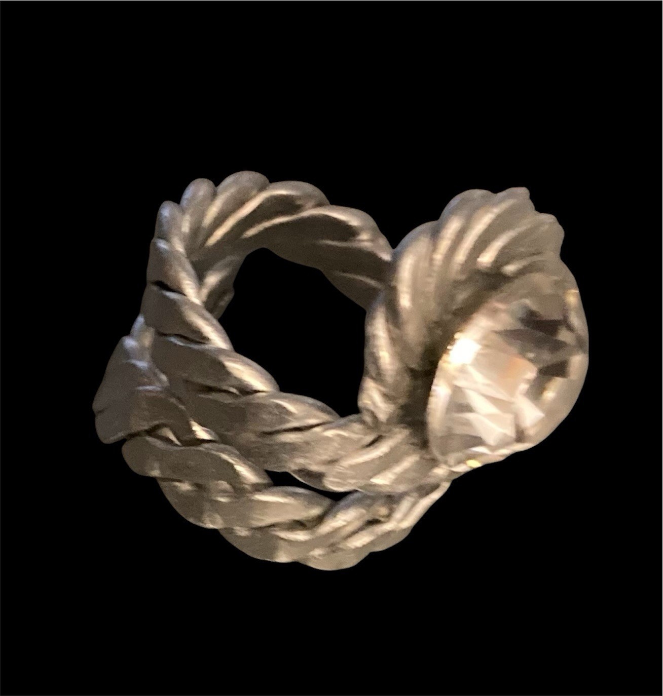 Jeff Lieb Swarovski Crystal Cocktail Ring Adjustable Aluminum Silver Band
