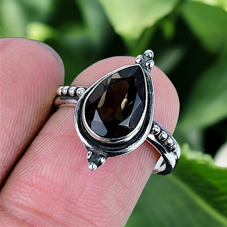 Smokey Quartz Ring 925 Sterling Silver Ring Handmade Gemstone Ring Women’s Ring