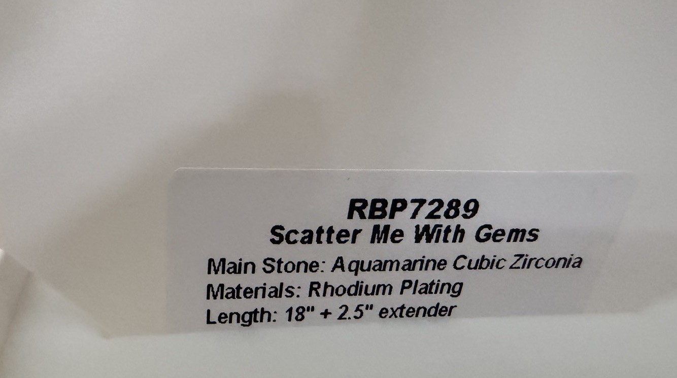 Bomb Party March 2024 Aquamarine Rhodium Necklace “Scatter Me With Gems” RBP7289