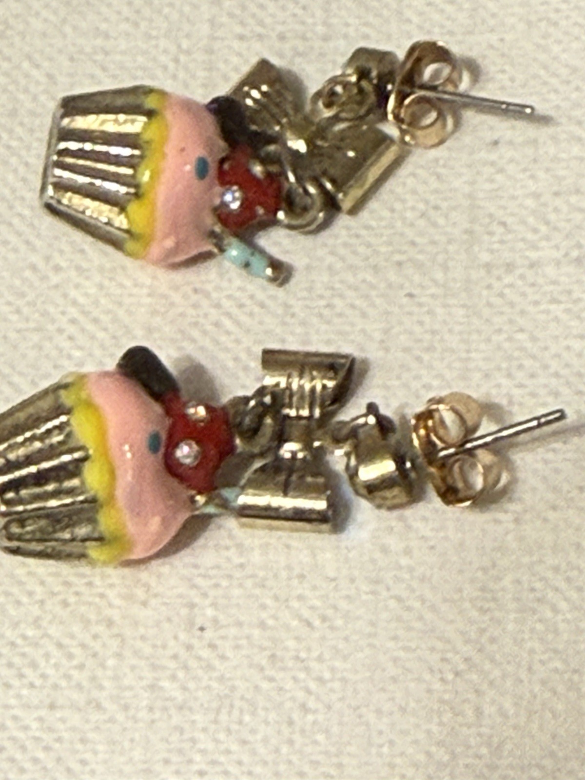Betsey Johnson Vintage Paris Is Always A Good Idea Pink Cupcake Candy Earrings