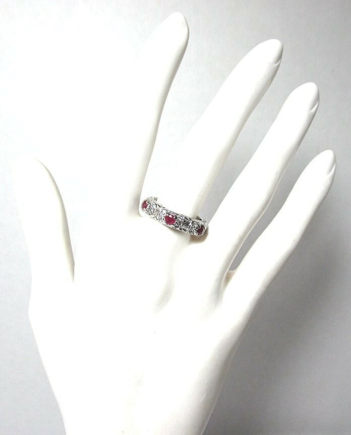 JUDITH RIPKA Sterling Silver CZ Ring w Rubies 5.1 grams size 7 1/4 lot 30g3