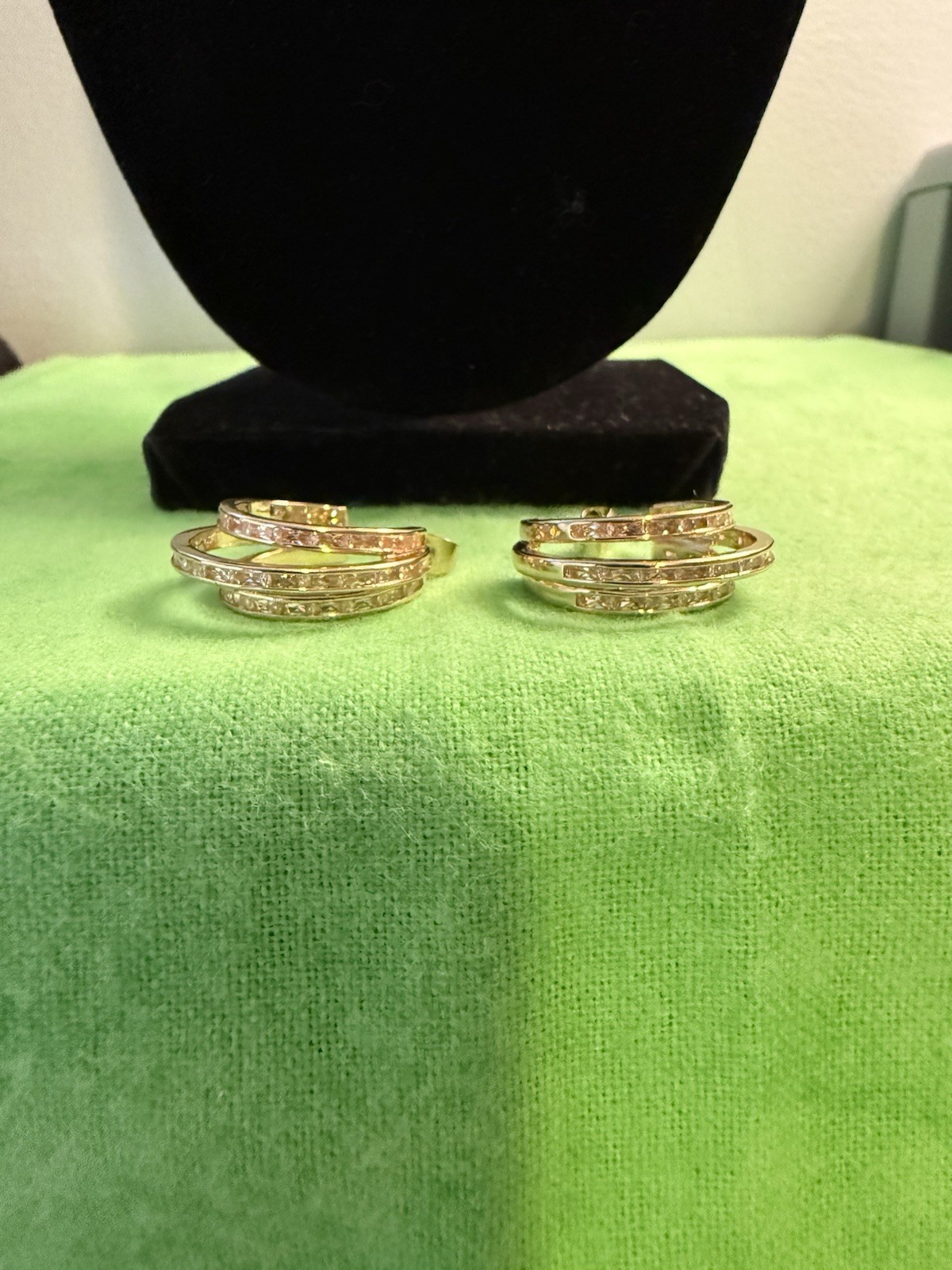 Simulated Diamond Hoop Earrings In Goldtone 1.00 Carat, 1 Inch